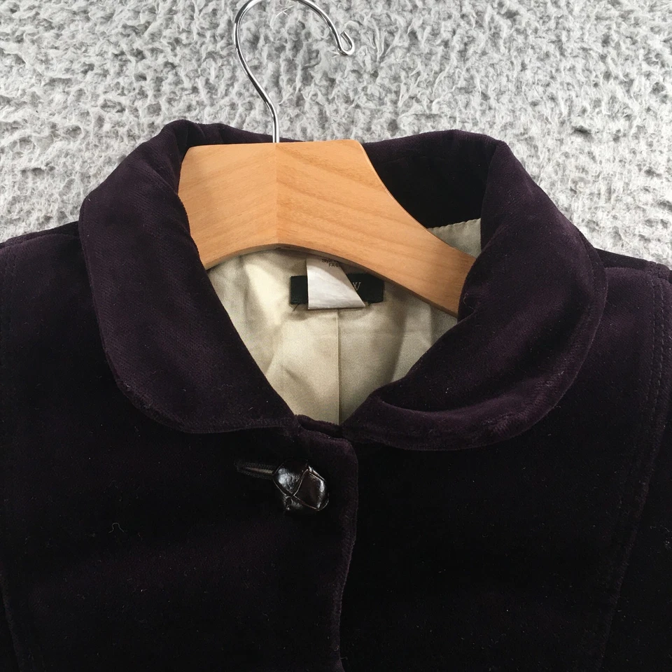 J Crew Blazer 女式 6 纯紫色棉质前扣领长袖 — 第 3/4 张图片