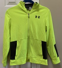 Veste d'échauffement zippée intégrale jaune citron et gris Under Armour ; poches, jeunesse moyenne 