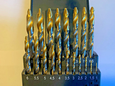 Spiralbohrer mit Stufenspitze  3-Flächen-Schaft LOSE + SÄTZE 5 + 19 tlg + 25 tlg