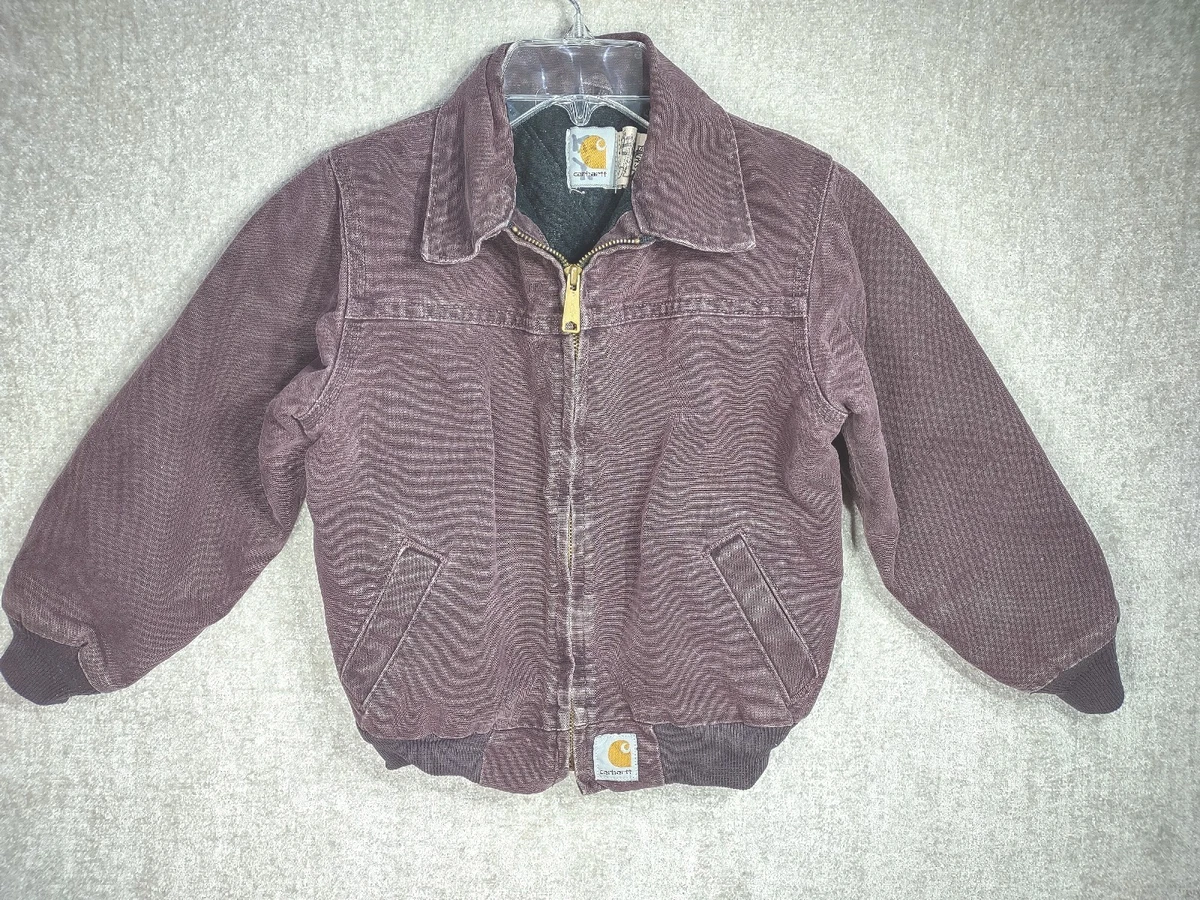 Carhartt Child Size S Duck Canvas Fleece Lined Jacket Y02 BRN USA