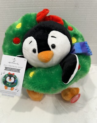 NWT 2023 Hallmark Playful Penguin ALL DECKED OUT Plush Sound Motion Lights  