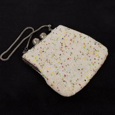 Vintage 1940s Evening Purse Opera Theater Wedding Bag Hand Beaded Multicolor