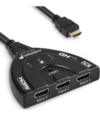 Fosmon 3Port HDMI Switcher/Splitter Full HD 3D 1080p HDCP, 24K Gold Plated Cable