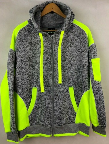Hi Vis Brushed Fleece Full Zip Hoodie Safety Work Jumper Jacket, Panel W/Piping - Picture 11 of 20