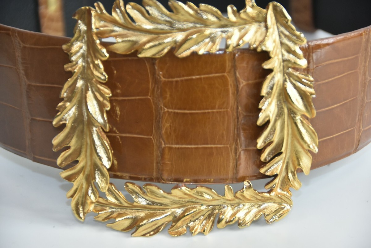 Oscar de la Renta Vintage Red Alligator Leather Belt with gold detailing il_fullxfull.5944818556_gxh1.jpg main image 4