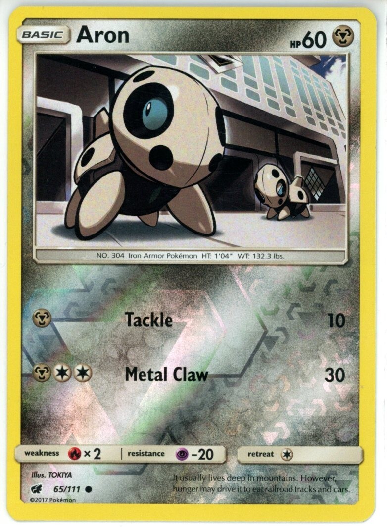 Pokemon TCG Aron 65/111 Sm-Crimson Invasion Reverse Holo