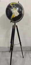 48" World Map Globe With Wooden Tripod Stand Antique Style World Globe