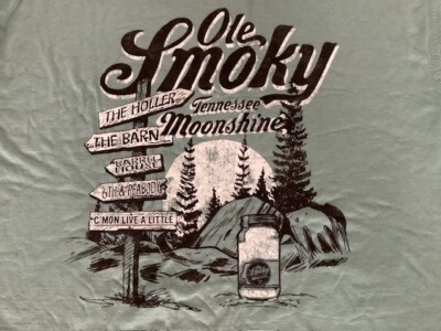 Ole Smokey Tennessee Moonshine T Shirt Size XL Double Sided Graphic