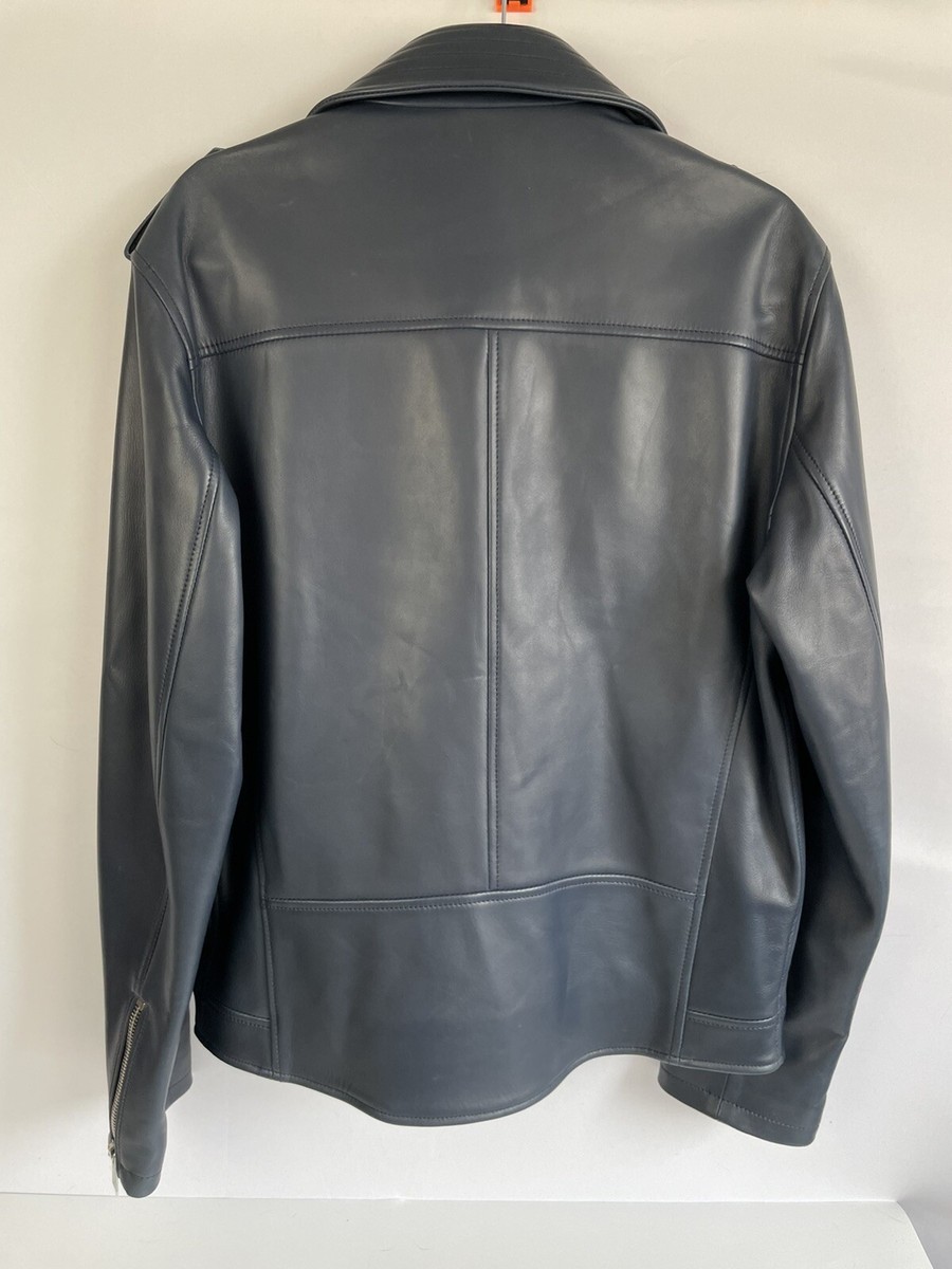 Kent Curwen Navy Leather Jacket Size XXL | eBay