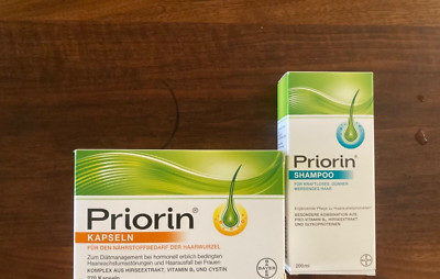DUO PRIORIN 200ml shampoo + 30 caps  thick strength Hair vitamins supplement 