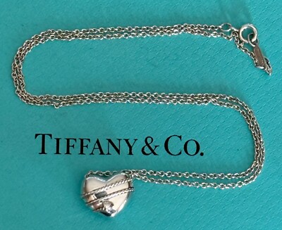Tiffany & Co  Heart & Arrow Pendant  Cupid Necklace 18'' Sterling Silver 925 1994