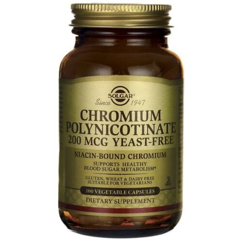 Solgar Chromium Polynicotinate Yeast Free 200 mcg 100 Veg Caps - Picture 1 of 1