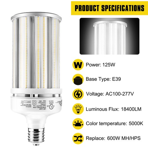 125W LED Retrofit Corn Light Bulbs E39 Mogul Base 5000k Warehouse Workshop Lamp - 第 6/12 張圖片