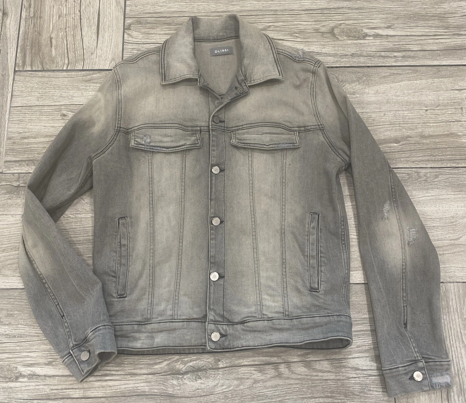 DL1961 Men's Vaughn Trucker Jacket Light Smoke Size M