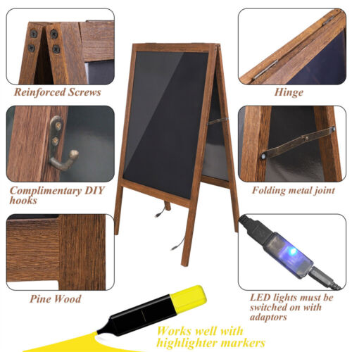 Large LED Magnetic Chalkboard Sandwich Board Restaurant Store Business Menu Sign - Picture 9 of 12