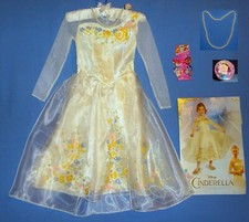 Disney Cinderella costume dress-3T-4T/4-6X/7-8/10-12-bows-Jewelry-Princess LOT-5