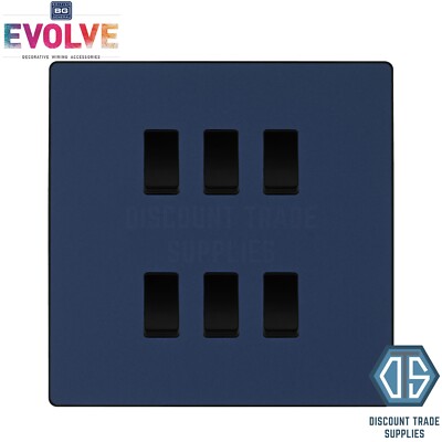 BG Evolve Matt Blau 6 Gang Custom Grid Lichtschalter