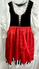 COSTUMES EXPRESS GIRLS size MEDIUM VELVET BLACK RED FANCY DRESS GOLD TRIM NICE 