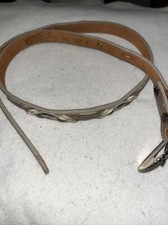 Vintage Old Stock Nocona 2 Tone Tan Leather Concho Thin Belt Sz. 34