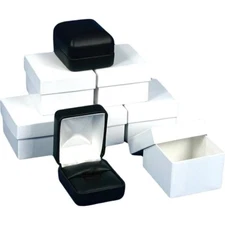 6 Ring Boxes Black Faux Leather Jewelry Case Display