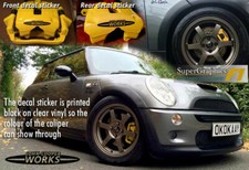 Brake Caliper Decal Stickers to fit Mini Cooper S works x4 set Black Yell 75+55