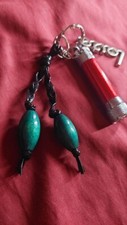 Green/Black Keychains, Beaded  uniquely handmade