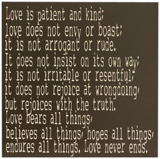 Chick Lingo 3697BRL 'Love is Patient' 16 x 16" Wood Sign Wall Decor Made in USA