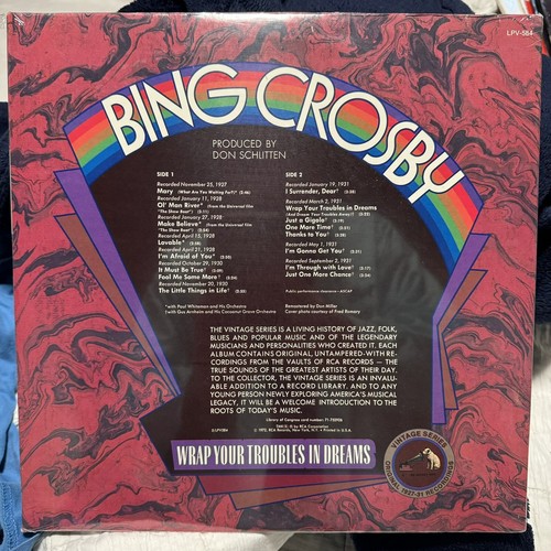 Bing Crosby "Wrap Your Troubles In Dreams" Sealed & Perfect RCA LP LPV-584 - Picture 2 of 2