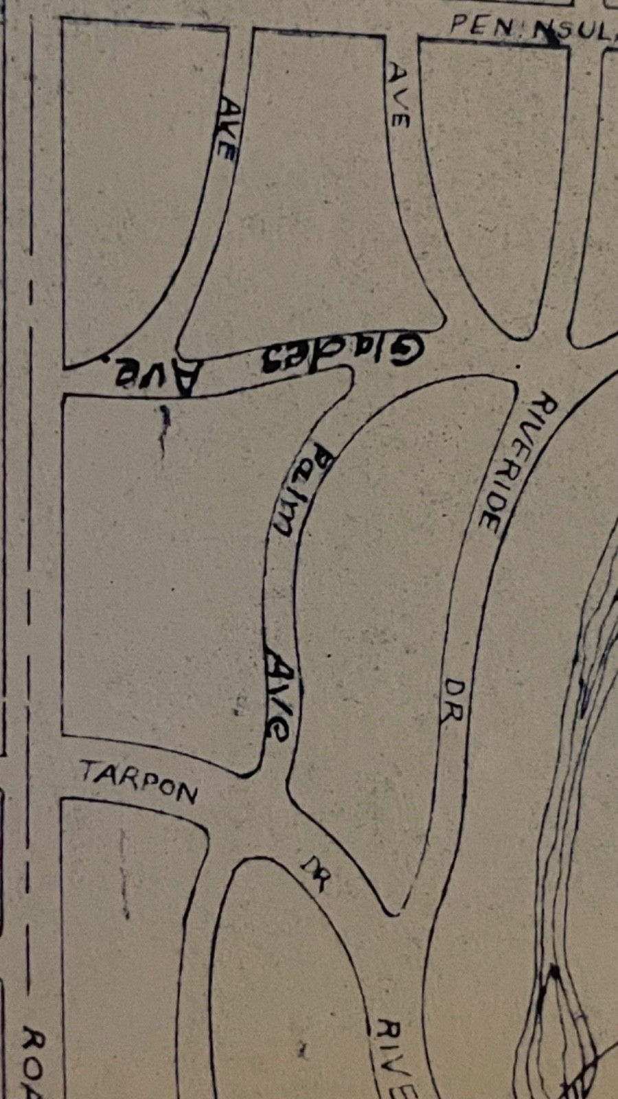 Rare VTG Hand Drawn & Printed 44x27 MAP Florida TARPON SPRINGS Nautical Decor