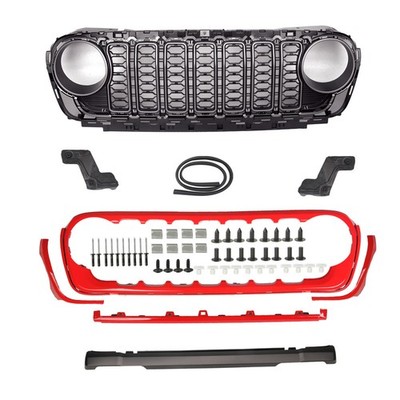 Red Front Grill For 18-24 Jeep Wrangler JL Gladiator JT w/o Camera Hole