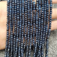 Blue Sapphire 4mm Faceted Rondelle Beads Necklace AAA Sapphire Gemstone Beaded