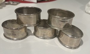 VYG 5 Hecho En Mexico Heirloom Oval Napkin Rings 925 Sterling Silver No Mono