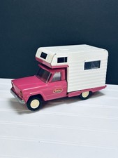 Vintage Tonka Jeep Pickup Truck Camper Pink and White 60  s/70  s