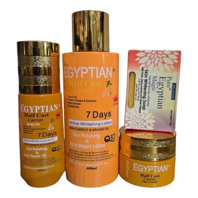 4 In 1 Pure egyptian whitening carrot Lotion, Serum, Face Cream, Soap