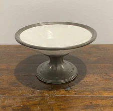 Marinoni / Arte Italica Ceramic/Pewter Pedestal Bowl
