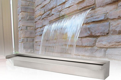 24'' Waterfall Pool Fountain, 304 Stainless Steel Pond Waterfall Spillway with Wi