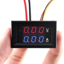 Eiechip LED Digital Voltmeter Ammeter, Mini DC Multimeter 100V Blue 