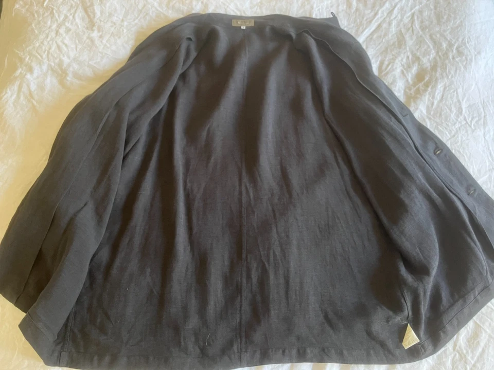 Винтажный Y's для мужчин Yohji Yamamoto черный льняной вискозы Chore пальто рубашка куртка M - Изображение 4 из 4