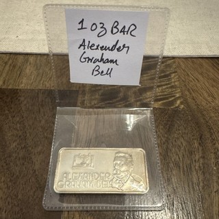 Vintage 1974 Hamilton Mint Alexander Graham Bell .999 Silver Art Bar 1oz