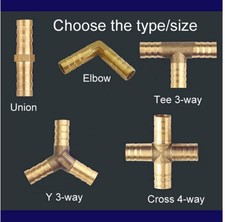 Brass Reducer Splitter Adapter to Tee Fuel inch Fitting Hose Barb Tube Connector