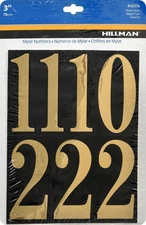 3-Inch Black and Gold Mailbox Number Pack Self-Adhesive Vinyl Decals 842276