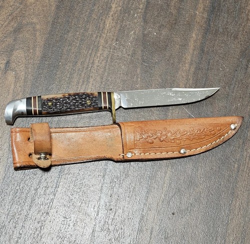 Vintage Western USA Boulder Colo. 648B Fixed Blade Messer & Original Eichelscheide