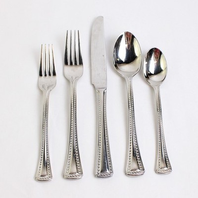 5 Piece Set Hampton Silversmiths Dazzle, Fork Salad Spoon Stainless Flatware