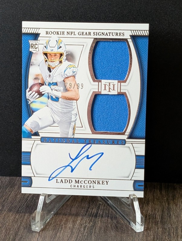 2024 Panini National Treasures Ladd McConkey Rookie On Card Dual Patch Auto /99