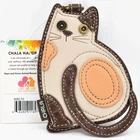 Chala Handbags Faux Leather Whimsical LaZzy Cat Coin Purse Key Chain Keychain