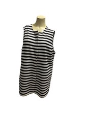 CHICO  S BLACK / WHITE SLEEVELESS CARDIGAN,VEST ZIP CLOSURE - 3