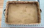 PYREX 233-N Wicker Casserole Holder Carrier Leather Handles Y2K Vintage