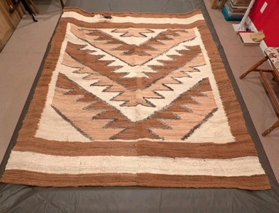 STUNNING! 51'' x 62'' Native Central American Wool Blanket Rug Hand-Woven Vintage
