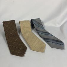 Sears The Mens Store Neckties Lot of 3 Mens Brown Tan Gray Plaid Stripe READ