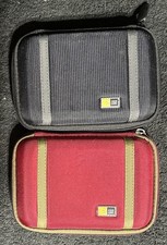 Lot of 2 Case Logic Portable Hard Drive Cases Red Black 2.5" HDD Travel Pouch
